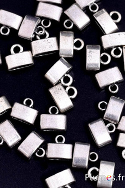 Pendentif en métal - 10 mm x 5 mm, trou 3 mm - argenté 